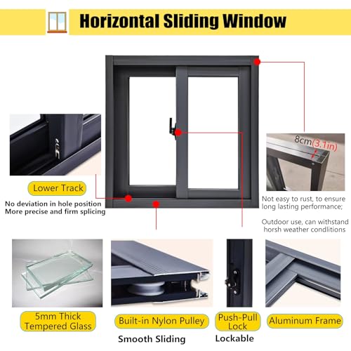 Ventanas de montaje empotrado negras para cobertizo y estancias pequeñas 6
