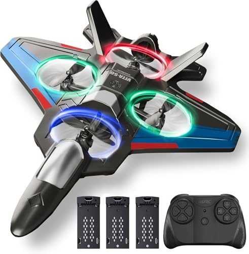 Image of RC Planes with 3 Batteries for Kids Adults, Foam Remote Control Airplane Jet Helicopter Drone Toys for Kids Adults 8-12 12-16, Remote Control Plane Airplane Toys with Led Lights