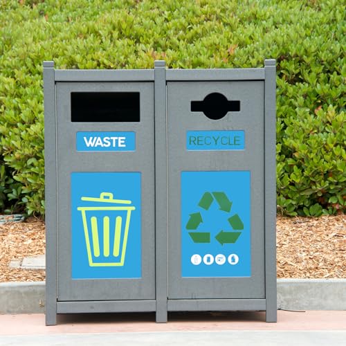 Image of PATIKIL Recycle Sticker 10 inch x7 inch, 2 Pcs Recycle Sign Decal Symbols Sticker Recycling Label for Trash Can Waste Management in Kitchens, Offices, Public Spaces, Green White