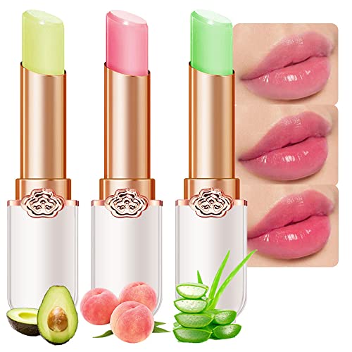evpct 3Pcs Aloe Vera Avocado Peach Tinted Lip Balms Tint