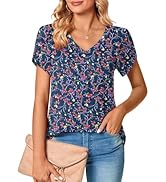 Bestbee Women's Plus Size Short Sleeve Blouses Summer Casual Loose Fit Tops V Neck Tunics