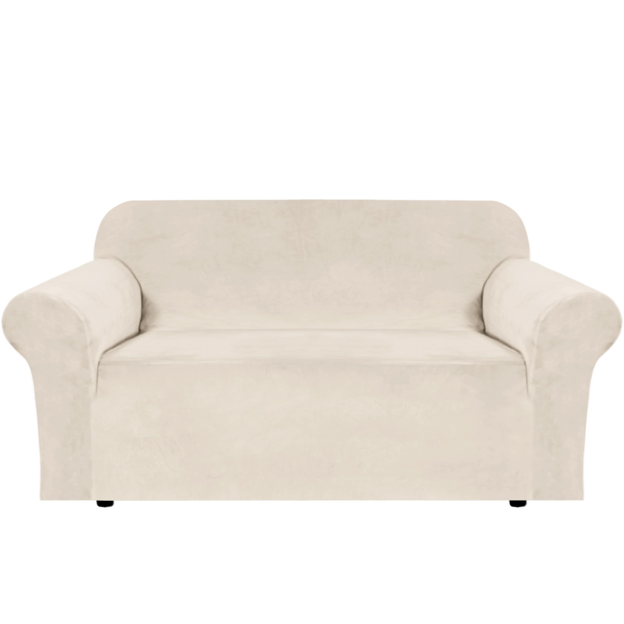 Photo 1 of H.VERSAILTEX Stretch Velvet Loveseat Covers for 2 Cushion Couch Covers for Living Room Sofa Covers Slipcovers with Non Slip Straps Bottom, Ultra Thick Comfy Velour (Width 58"-72", Ivory)