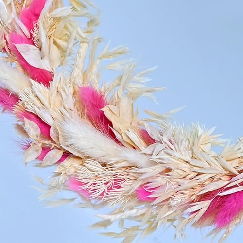 Image of Cortina Artificial Wall Flower Circle Bouquet | Aesthetic Room Decor, Home Decor, Living Room Decor & Bedroom Decor | Great for Christmas Gifting - Dark Pink - 35x2x35 CM