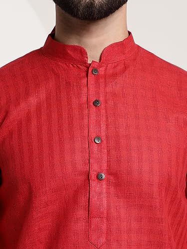Image of SOJANYA (Since 1958 Men's Cotton Blend Checked Kurta and Churidar Pyjama Set