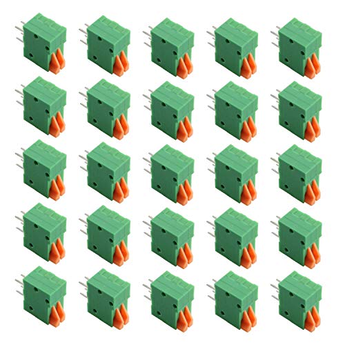 Tegg 25PCS 150V 2A 2.54 mm Pitch 2 Position 4P Spring PCB Terminal Block Connector
