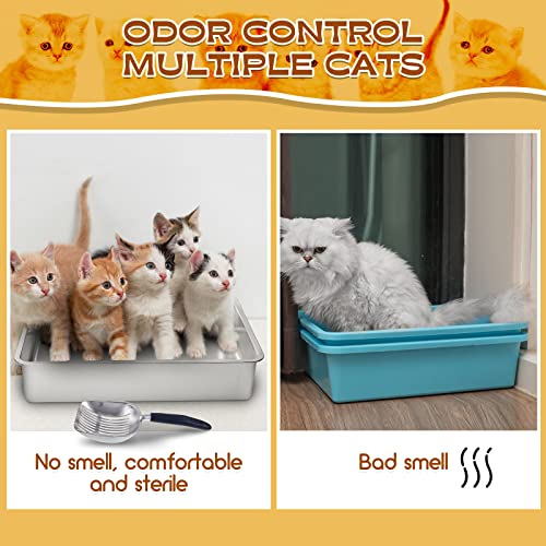 Set 2 Areneros de Acero Inoxidable para Gato 24x16x6 in miniatura 6