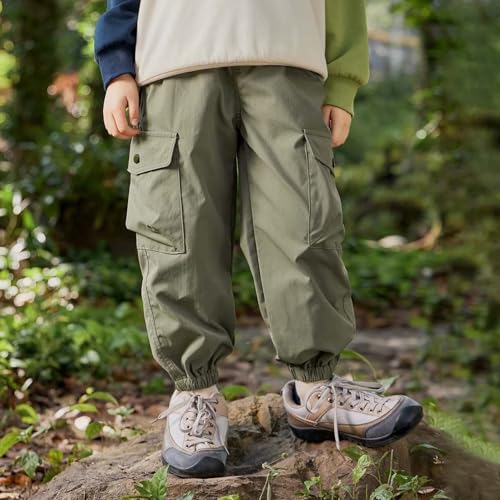 Teens Boys Cargo Pants with Multi Pockets Kids Solid Color Elastic Waist Baggy Casual Joggers Fall Outfit2