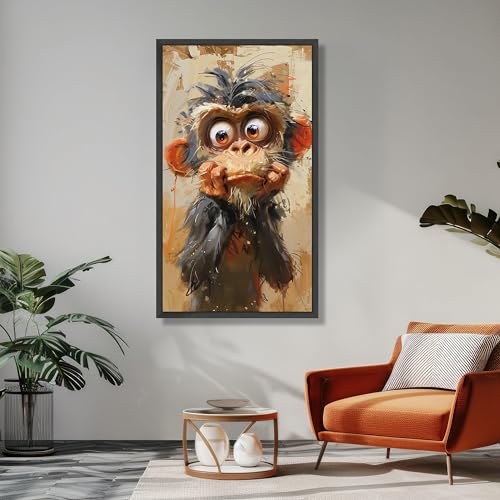Tableau sur toile singe curieux 65x120cm décor jungle