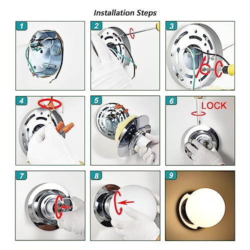 Hanaloa WM0020-1-CH Wall Sconces, 1 Light Modern Globe Sconce, Wall Light For Bedroom Bathroom Living Room & Hallway Vanity Lighting, Ceiling Light Fixture  thumb #7