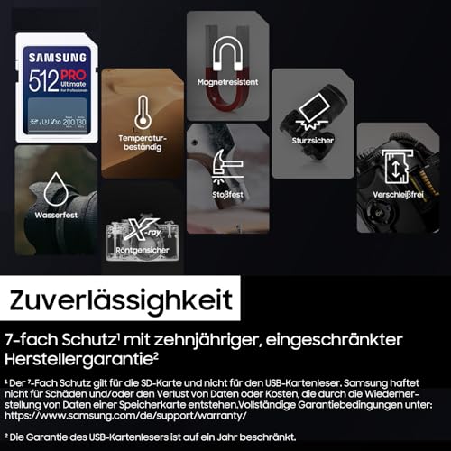 Samsung PRO Ultimate SD-Karte, 256 GB, UHS-I U3, Full HD & 4K UHD, 200 MB/s Lesen, 130 MB/s Schreiben, Speicherkarte für Kamera, PC… – Ansicht 7