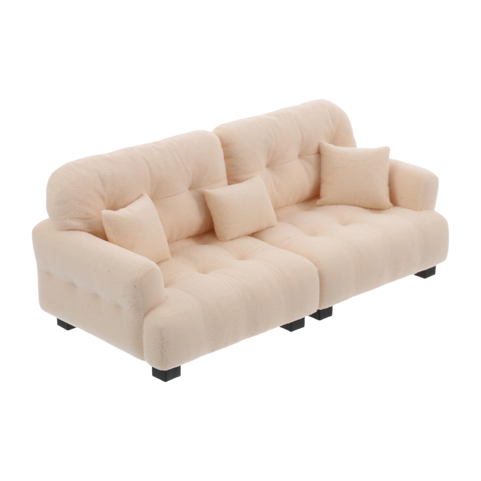 SUPVOX Scale Small Doll Couch for Living Decor Cream Plush Mini Furniture for Dollhouse Accessories and Roleplay Fun