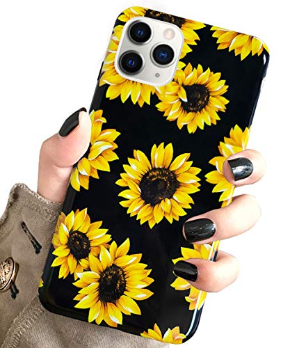 J.west Case for New iPhone 11 Pro Max Vintage Floral Cute Yellow Sunflowers