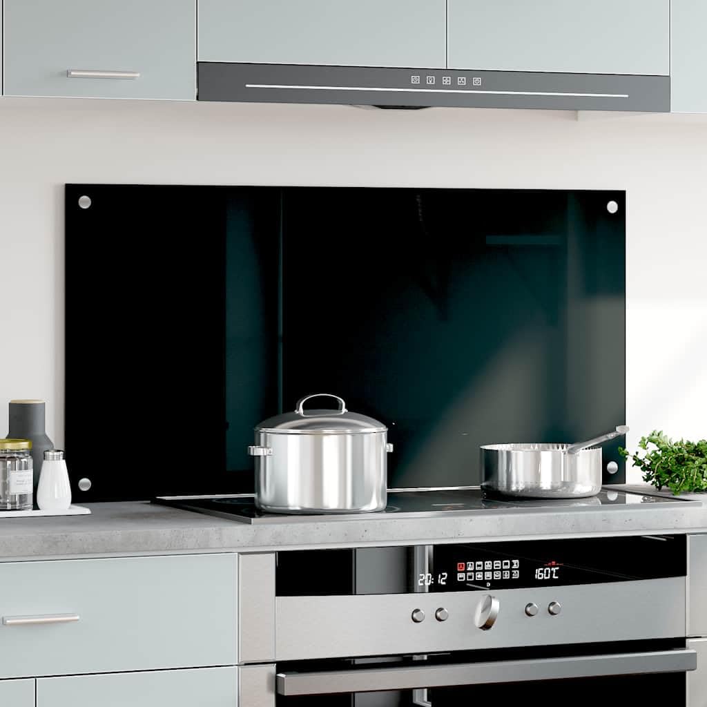 Refined Paraschizzi per Cucina Nero 100x50 cm in Vetro Temperato