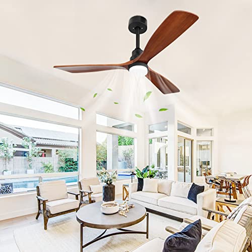 Ghicc Ceiling Fans With Lights And Remote 52-Inch Indoor Outdoor Ceiling Fans With Lights Modern 3 Wood Blade Ceiling Fan With Noiseless Dc Motoror Patio Living Room, Bedroom, Office, Summer House #TOP1