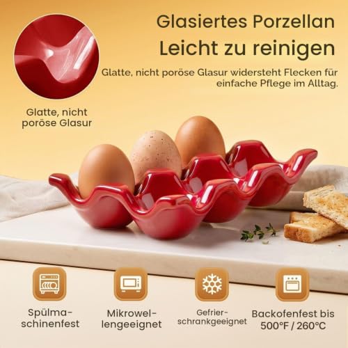 Flexzion Keramik-Eierhalter für 6 Eier – Porzellan-Eierablage für ein ganzes Dutzend, Aufbewahrungs-Organizer… – Ansicht 4