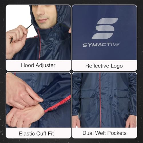 Image of Amazon Brand - Symactive Polyester Water Resistant Long Rain Coat