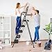 5 Step Ladder, Protable Steel Folding Stool with Wide Anti-Slip Pedal, Tool Platfor, Sturdy Steel Ladder, Black