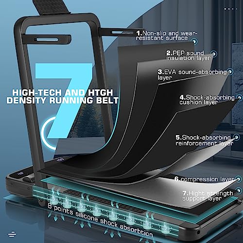 Ancheer 2 In 1 Under Desk Treadmill, Folding Treadmill For Home Office, 2.25Hp Walking Pad Treadmill With Handrail, Electric Running Jogging Machine With App, Remote Control And Led Display #TOP2