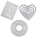 WYSE Cutting Die Geometric Heart Round Rectangle Stencil Dies for Card Making Scrapbooking Decor Tools (15pcs/ Pack)