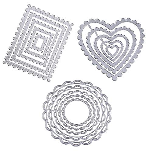 WYSE Cutting Dies Geometric Heart Round Rectangle Stencil Dies for Card Making Scrapbooking Decor Tools (15pcs/ Pack)