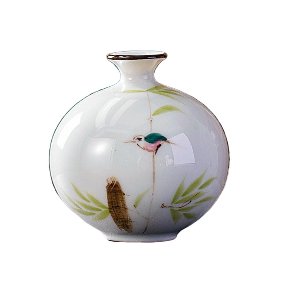 asdchZen Reative Round Shape Ceramic Vase For Flower Dry Flower Hydroponic Hand Painted Planter Decorative Vase For Home Room Office Party Wedding,B