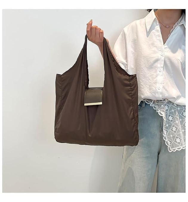 Image of Foldable Reusable Shopping Bag with Portable Storage Pouch, Large Capacity Lightweight Eco-Friendly Grocery Tote Bag for Travel, Daily Shopping & Everyday Use