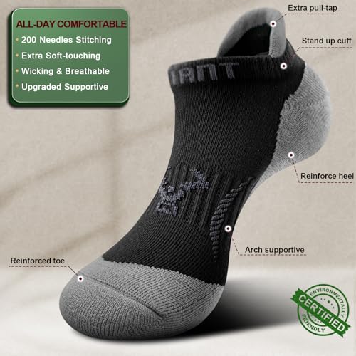 BULLIANT Men Ankle Socks Multi Pack,Athletic Running Socks Breathable Wicking Cushioned Footbed Arch Supportive2