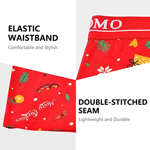 Trendyboy Boys Christmas Cotton Boxer Briefs Underwear 2-14 Years Underpants 4-Pack Red Colour New Year (5157, 10-12 Years) #TOP3