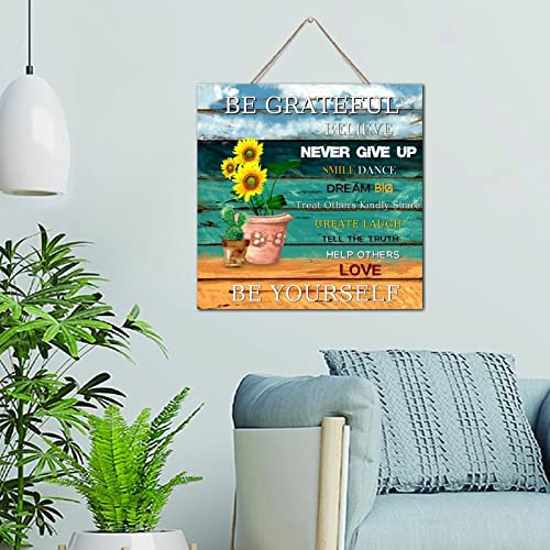 Plaque décorative bois Be Grateful 30x30 cm pour étagère - 2