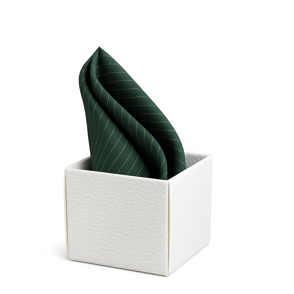 Random Stripe Pocket square For Men Lining Self Design Party & weeding suits hankey with Gifted Box-image-33