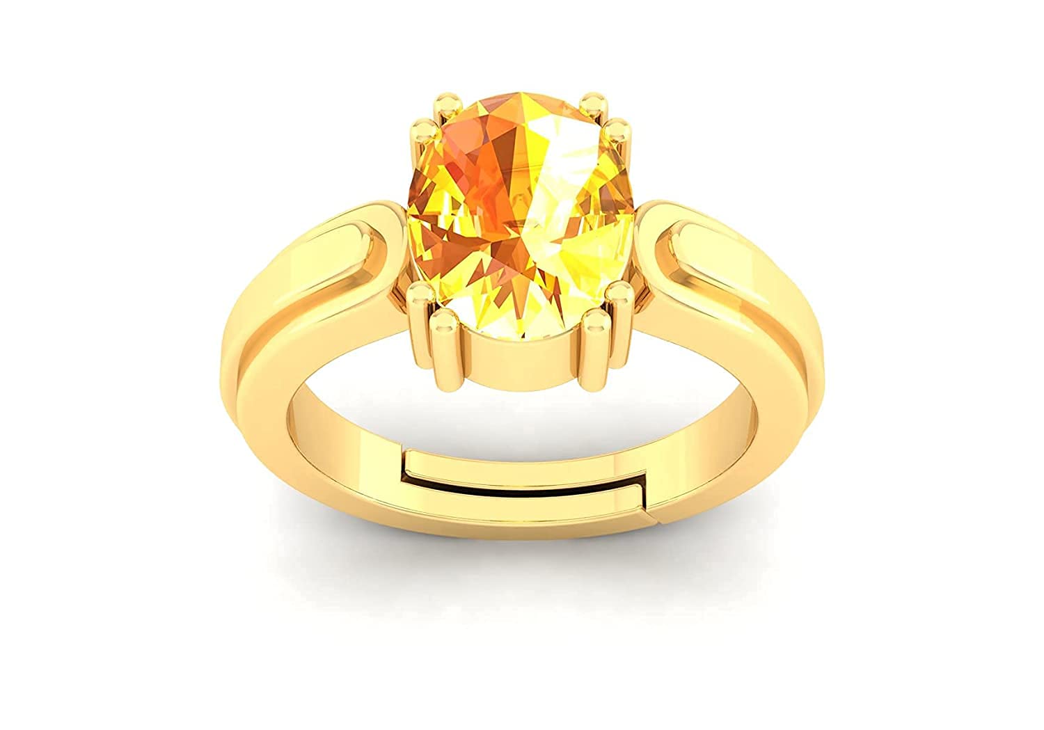 Goldring mit natürlichen gelben Saphir-Edelsteinen (7,25 Karat), 6,50 Karat, A+-Qualität, für Damen und Herren, vergoldetes Metall, gelber Saphir, Vergoldetes Metall, Gelber Saphir