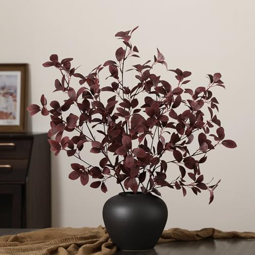 Janinka 人工秋のユーカリの葉の茎 10個 33.5インチ 花瓶用秋の茎 秋のユーカリの葉 マントル 農家 感謝祭 ハロウィン テーブル センターピース バスルームの装飾 (ダークパープル) [2]