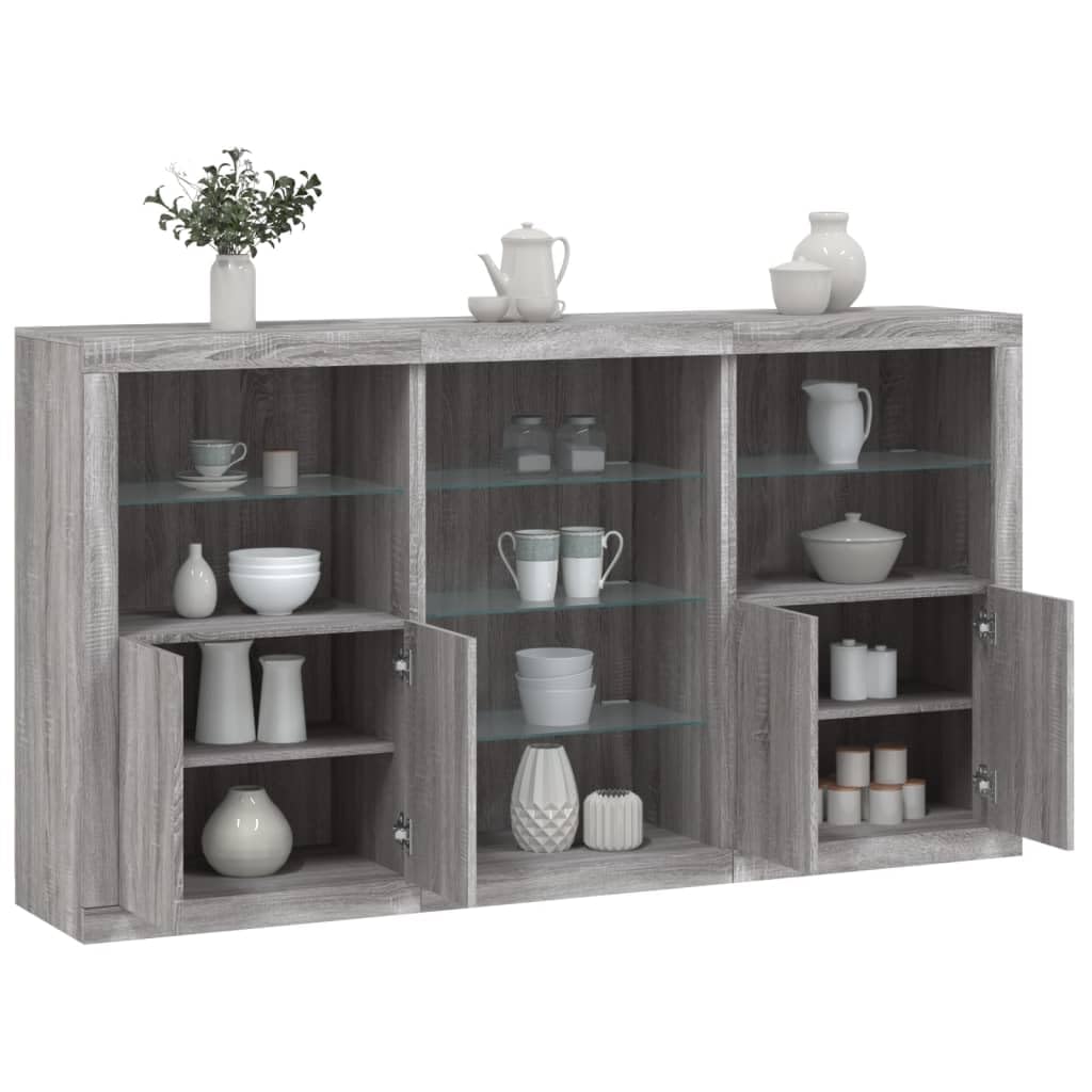 ShGaxin Kredens z lampami szary Sonoma 181,5 x 37 x 100 cm, komoda do sypialni, komody i kredensy, szafka do salonu, komody do korytarza, meble pokojowe - 3209182