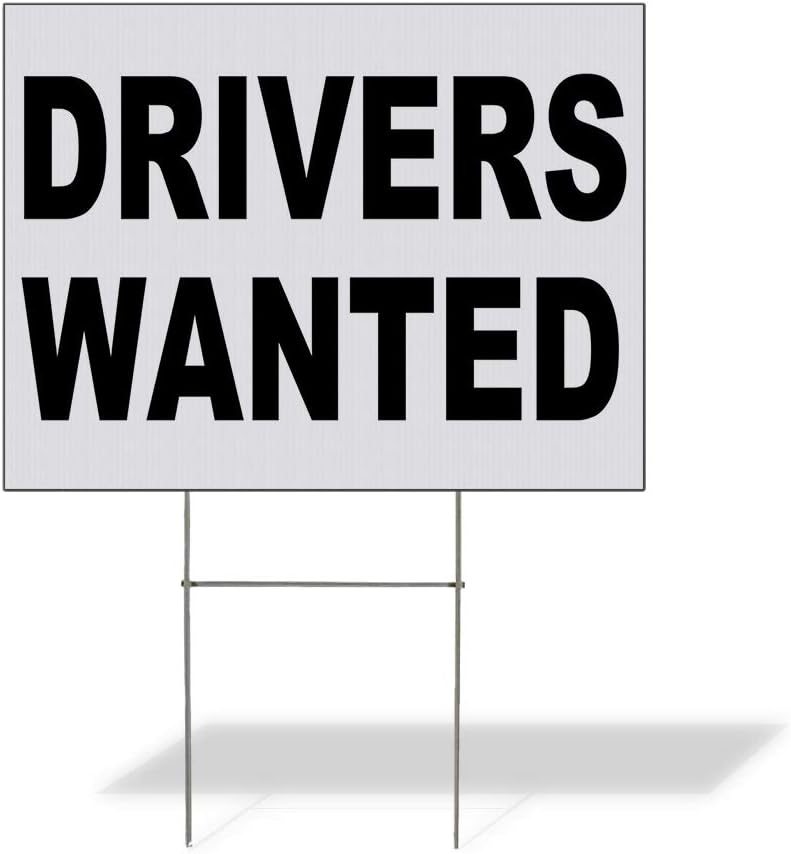 Fastasticdeals Custom Weatherproof Yard Sign Help Wanted Drivers Black Lawn Garden 18x12 Inches 2 Sides Print Personalized Text Here