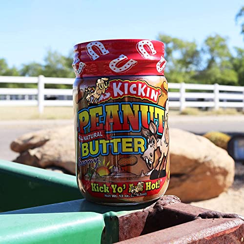 Kickin' Creamy Peanut Butter With Habanero Pepper - 13 Ounces - Premium Gourmet All Natural Spicy Peanut Butter - Perfect Snack Packed With Protein #TOP2
