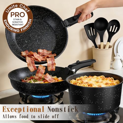 Image of Umite Chef 21Pcs Pots and Pans Set Non Stick, Nonstick Ceramic Cookware Sets Detachable Handle, Non Toxic Healthy Induction Cookware, Kitchen Cooking Set, with Frying Pans Set, Dishwasher /Oven Safe