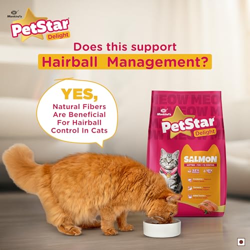 Image of Mankind PetStar Kitten Cat Food - Salmon Flavour (1 Kg) | Complete & Balanced Nutrition for Healthy Growth, Urinary, Immune & Digestive Support