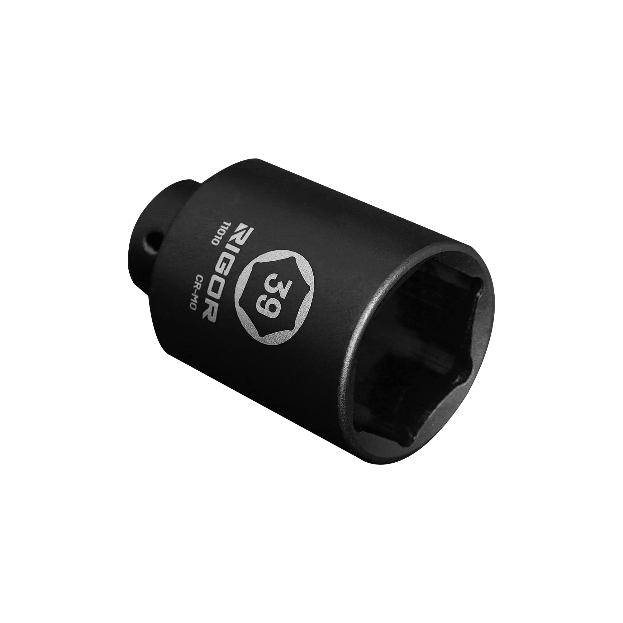 RIGOR 11010 39mm Axle Nut Impact Socket | 1/2-Inch Drive, 6 Point, Deep, CR-MO, Metric | Quick-Fit for Hog Ring Anvil | Laser Etched