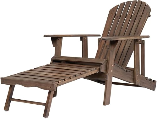 Miniatura 7 de Elountik Malibu Adirondack Chair, Outdoor Patio Furniture, Weather-Resistant & Comfortable Folding Wooden Lounge Chair for Garden, Backyard, and