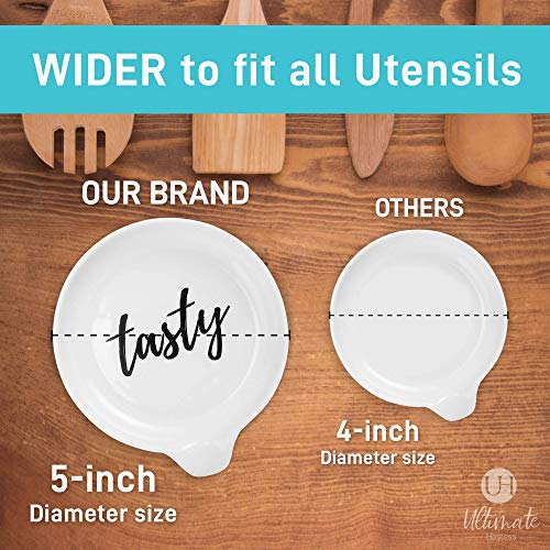 image for Ultimate Hostess Oversized Spoon Rest for Kitchen - 2 Pack - White Cer