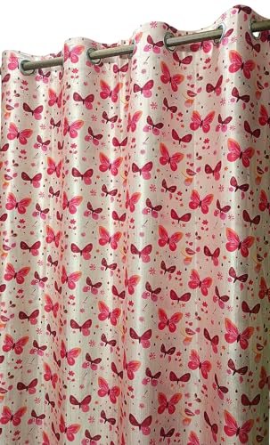Image of Light Filtering Pink Butterfly PrintCurtain for Kids Room Girls Room Curtains 7 Feet Set of 1 pcs Door Panels 7 ft Curtain for Teens, Pink Color Curtains