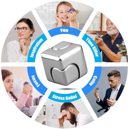 Image of Fidget Toys for Adults, Stress Relief Toys Adults, Square Fidget Cube, Infinity Cube Fidget Toy, Portable Metal Fidget for Adults (Silvery)