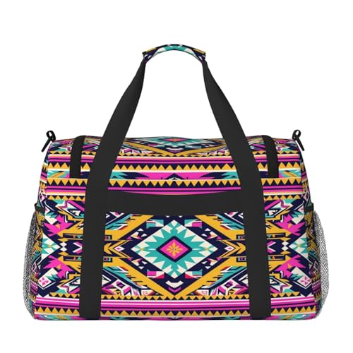 Duffle Bag Boho Aztec Print Travel Duffel Bags for Men Women with Adjustable Strap Carry on Gym Bag Overnight Weekender Bag2