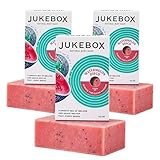 JUKEBOX Soap, Watermelon Disco, Natural Bar Soap for Women, Cold Process, Heavy Scrub, Bath Soap,No Harmful Ingredients, All Skin Types, Watermelon,Cantaloupe, Agave-a Dr. Squatch Brand-4.5oz, 3 Pack