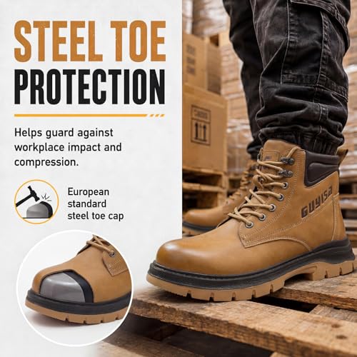 Image of Steel Toe Boots for Men Puncture Resistant Work Utility Safety Shoes