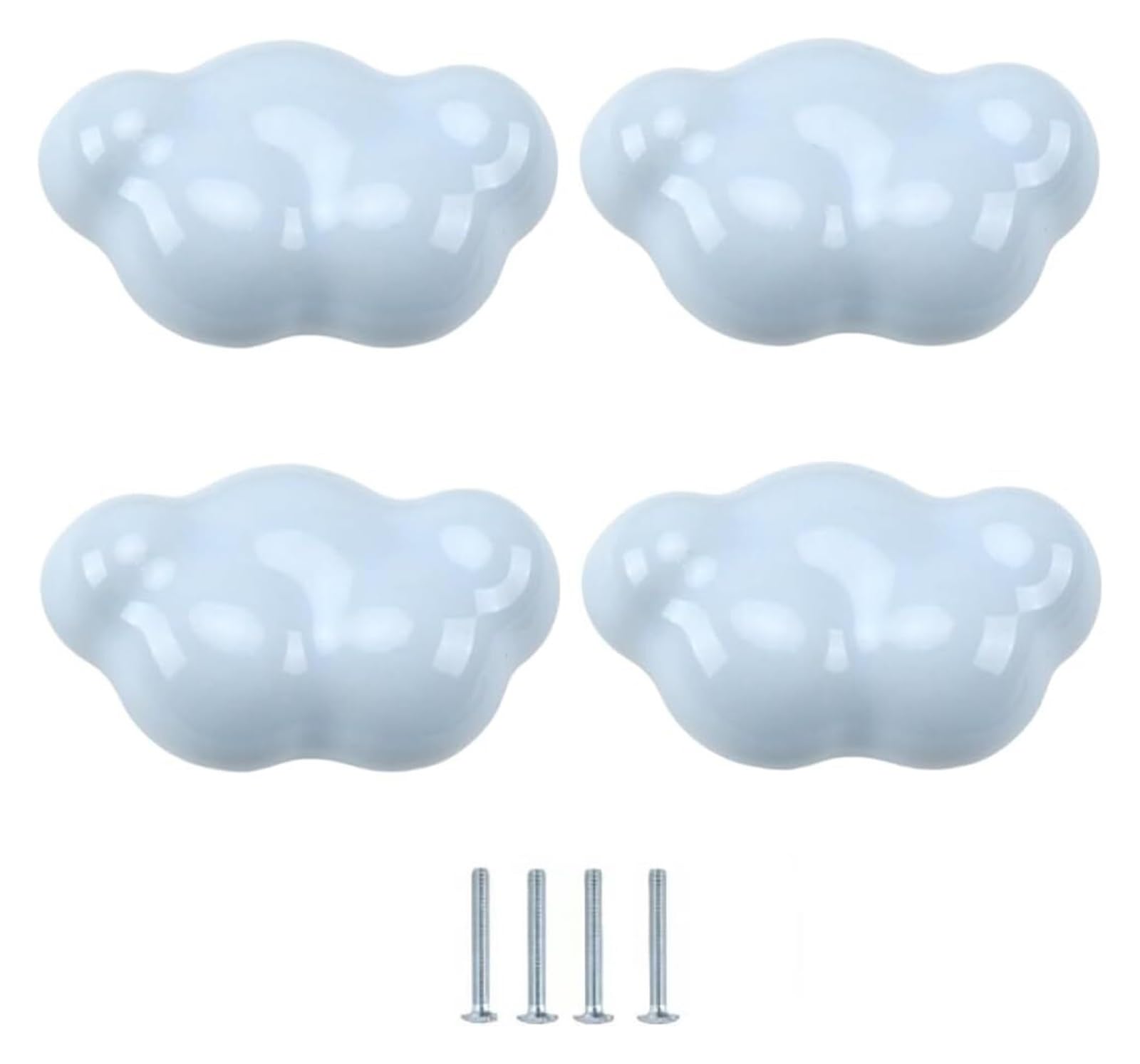 ENmrfvkz Ceramic Cupboard Drawer Handle Knobs, Ceramic Knobs 4 Pcs Multicolor Multiple Sizes(Blue Clouds)