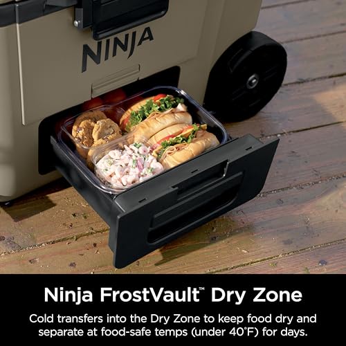 Image of Ninja FrostVault 65qt Cooler with Wheels, Dry Storage Drawer, Birch Beige