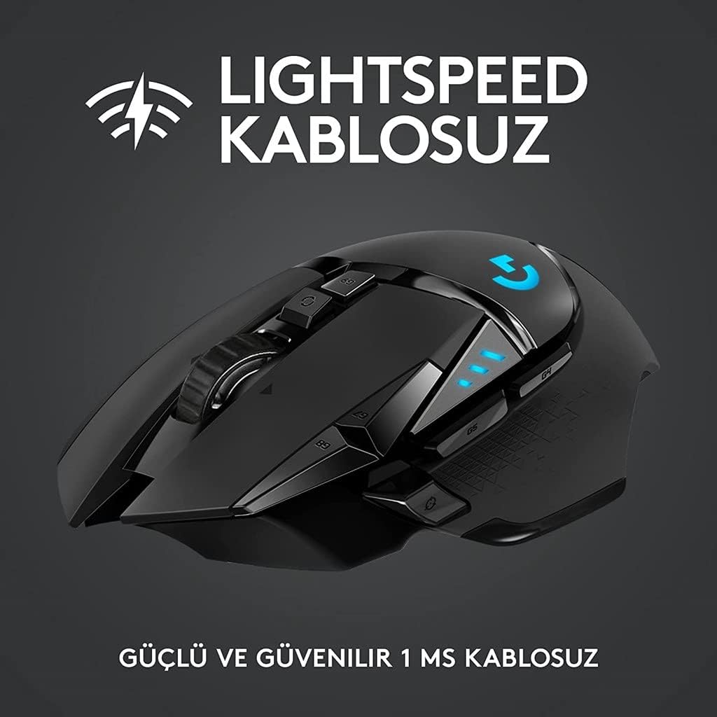 Logitech G502 Lightspeed Wireless Gaming Mouse, Hero 16K Sensor, 16,000 DPI, RGB, Adjustable Weights, 11 Programmable Buttons, Long Battery Life, On-Board Memory, PC/Mac - Black