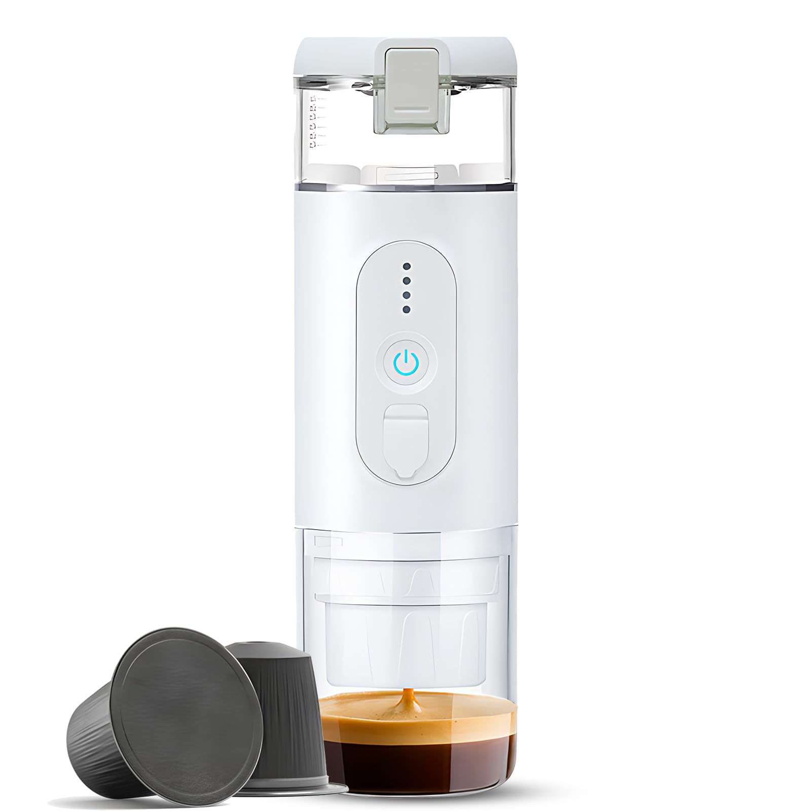 Irovami Portable Electric Espresso Coffee Machine Cordless Heating Single Serve Mini Coffee Maker with 2-IN-1 Coffee Powder/Capsule Bin 18Bar Pump Pressure Auto Built-in 2500mAh Battery