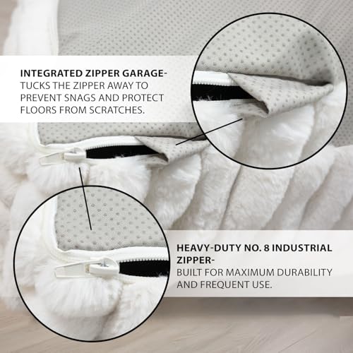 Image of Matini Home Large Crash Pad - High-Density Foam Floor Landing Mat with Washable Cover, Professional Gymnastics Training Equipment for Impact Support, Jumping and Lounging - White Ivory, 48 inch X 48 inch